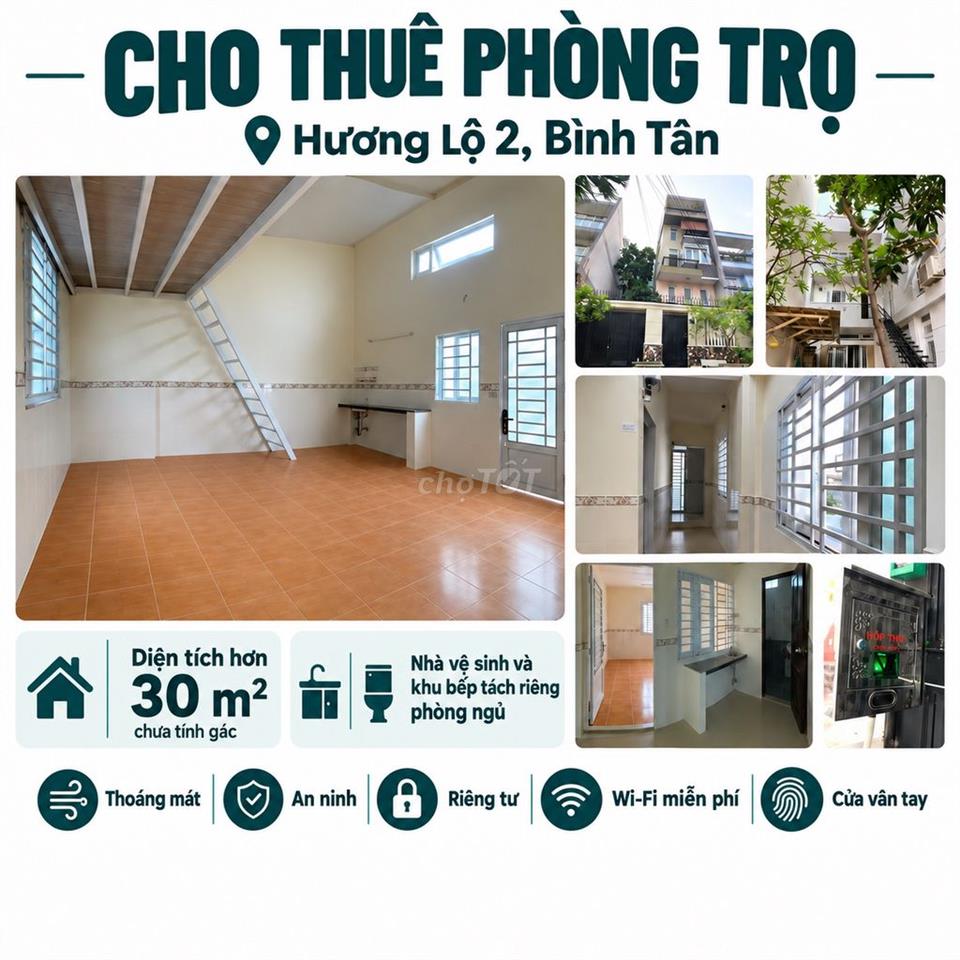 CHO THUÊ PHÒNG TRỌ CÓ GÁC – HƯƠNG LỘ 2, BÌNH TÂN