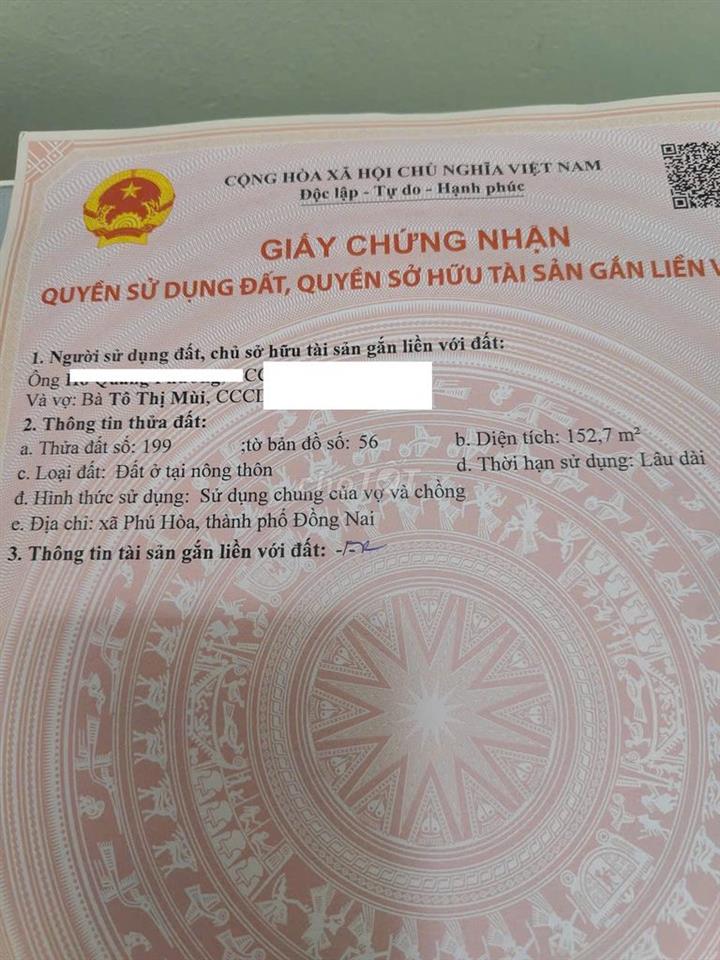 Bán đất nền chính chủ thổ cư 100% Số 37 Phố 3, ấp 1, Phú Hòa, Đồng Nai
