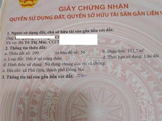 Bán đất nền chính chủ thổ cư 100% Số 37 Phố 3, ấp 1, Phú Hòa, Đồng Nai