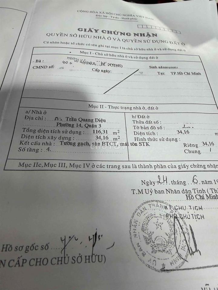 Bán nhà mặt tiền cung đường Thời Trang Trần Quang Diệu. Có HĐ thuê