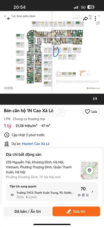 Bán cắt lỗ 800tr căn 1 ngủ