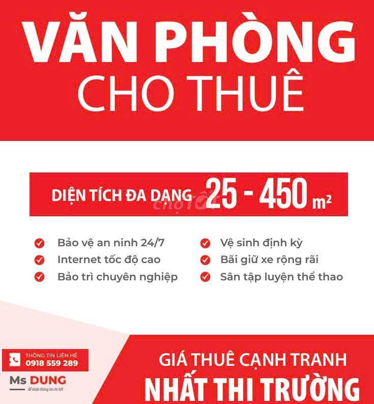 Cho thuê VP, đầy đủ tiện ích, diện tích đa dạng, giá cả cạnh tranh