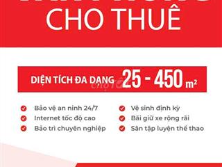 Cho thuê VP, đầy đủ tiện ích, diện tích đa dạng, giá cả cạnh tranh