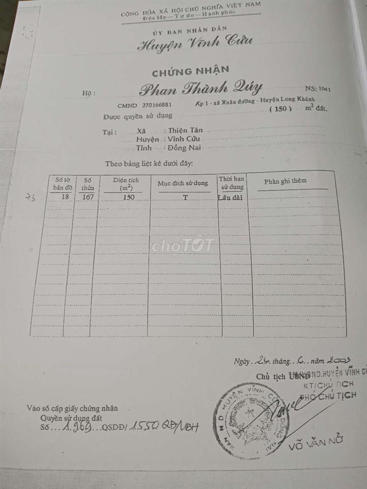 Bán đất nền đối diện cổng công tỷ changshin
