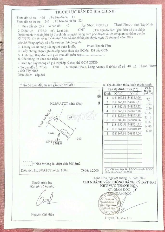 Hai mặt tiền  Mặt tiền Quốc lộ N2  Ngang 14.5m  Mặt tiền sông 25m Dài