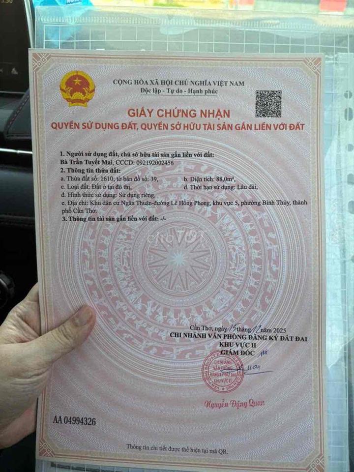 nền thổ cư khu dân cư ngân thuận sẵn sổ