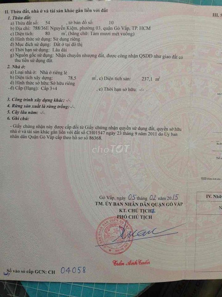 bán nhà 3 mặt tiền hẻm lớn xe hơi tránh nhau cách Nguyễn kiệm 20m