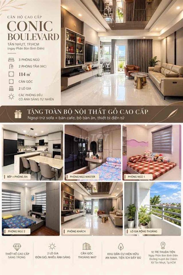 CHÍNH CHỦ BÁN CĂN HỘ 114m2 - 3PN TẠI CHUNG CƯ CONIC BOULEVARD
