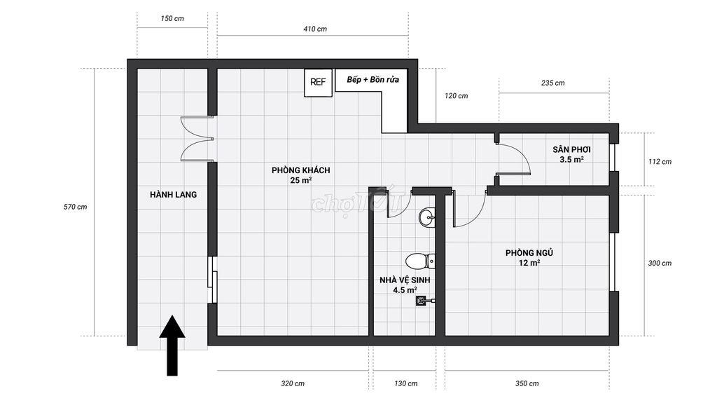 Chính chủ cho thuê căn hộ tầng 2 CT12A Kim Văn Kim Lũ, 46m²