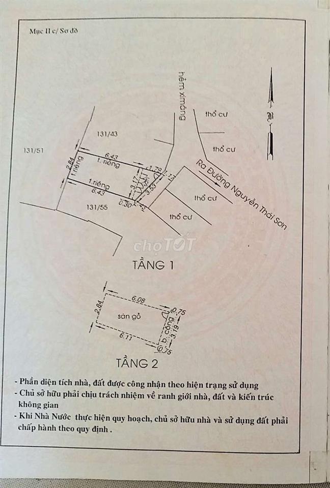 Nhà 1 trệt 1 lầu gần chợ Gò Vấp, đi bộ ra Vincom PVT