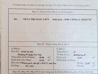 Nhà 1 trệt 1 lầu gần chợ Gò Vấp, đi bộ ra Vincom PVT