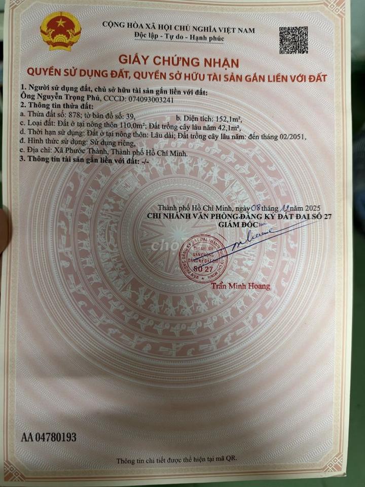 Đất chỉnh chủ thổ cư