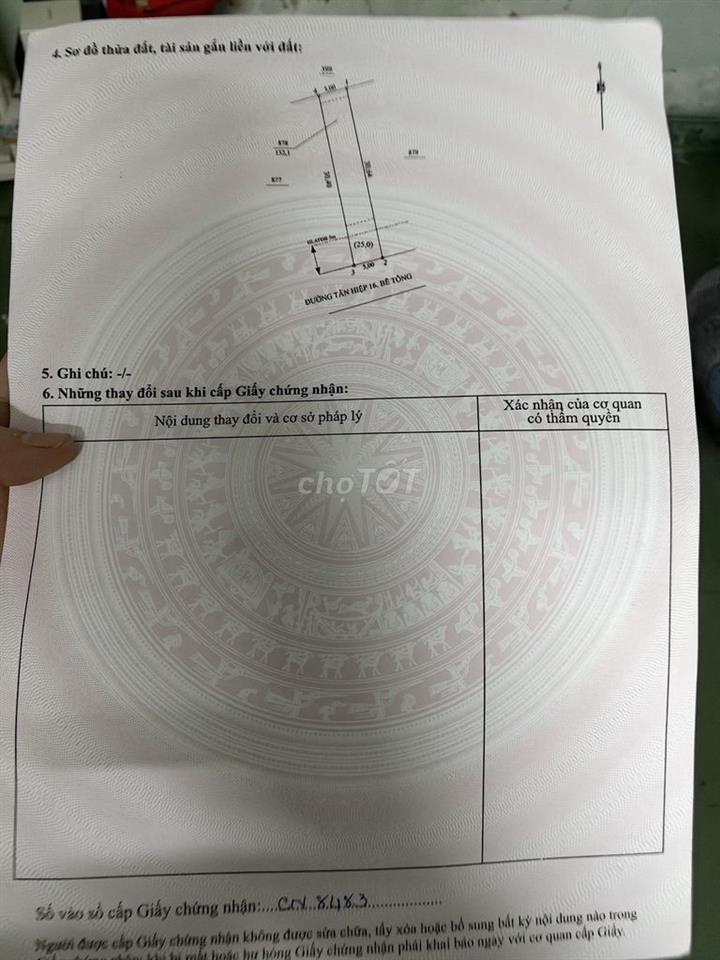Đất chỉnh chủ thổ cư
