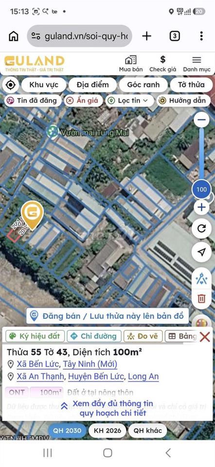Bán đất hẽm đường Dt830 100m2 ng5 d20