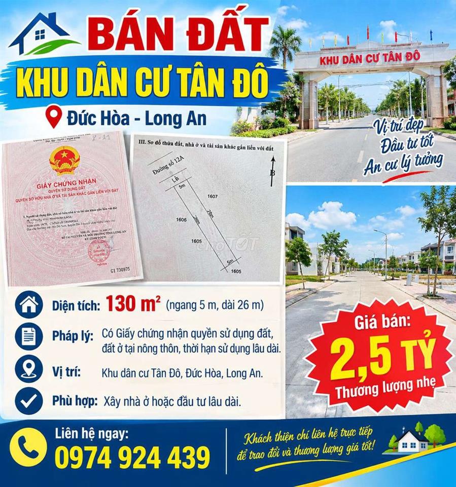 BÁN ĐẤT KÈM NHÀ KHU DÂN CƯ TÂN ĐÔ – LONG AN