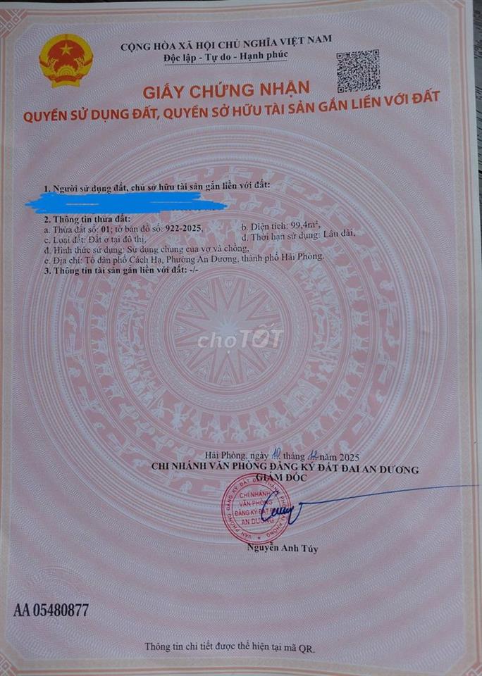 CHÍNH CHỦ CẦN BÁN GẤP – CẮT LỖ SÂU LÔ ĐẤT ĐẸP Ở CÁCH HẠ, AN DƯƠNG