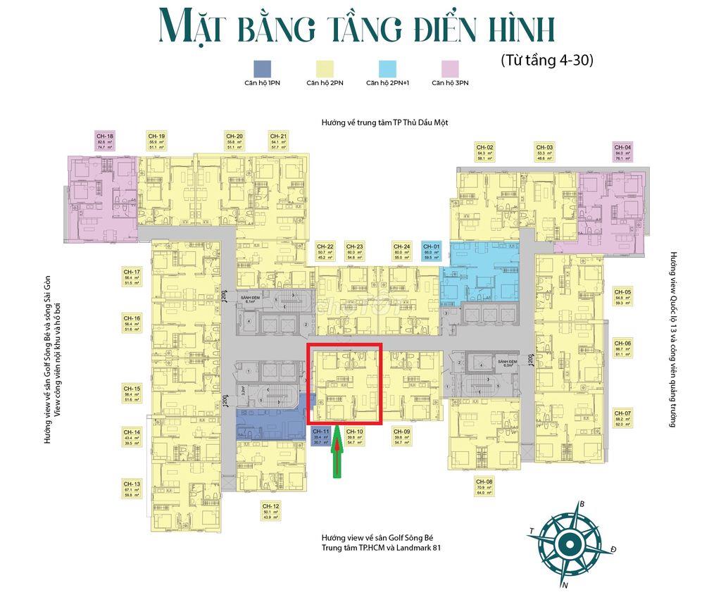 Bán giá HĐ suất nội bộ mua đợt 1 căn 2PN view về Landmark81 