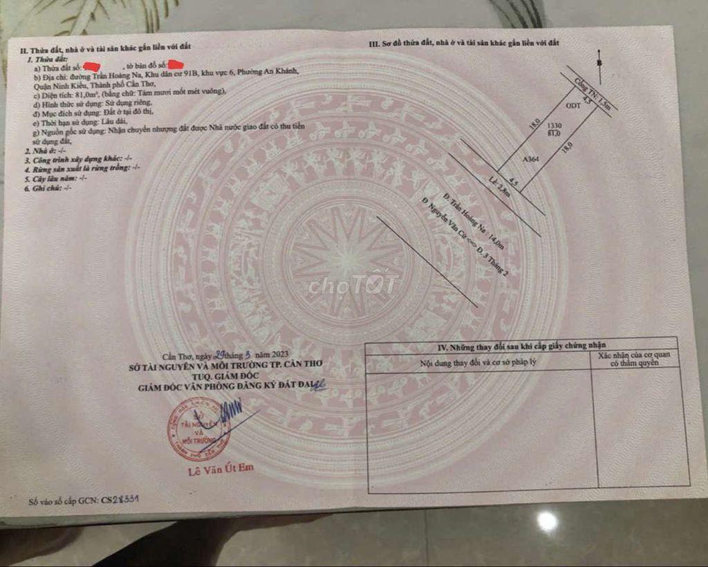 BÁN ĐẤT MẶT TIỀN ĐƯỜNG TRẦN HOÀNG NA 