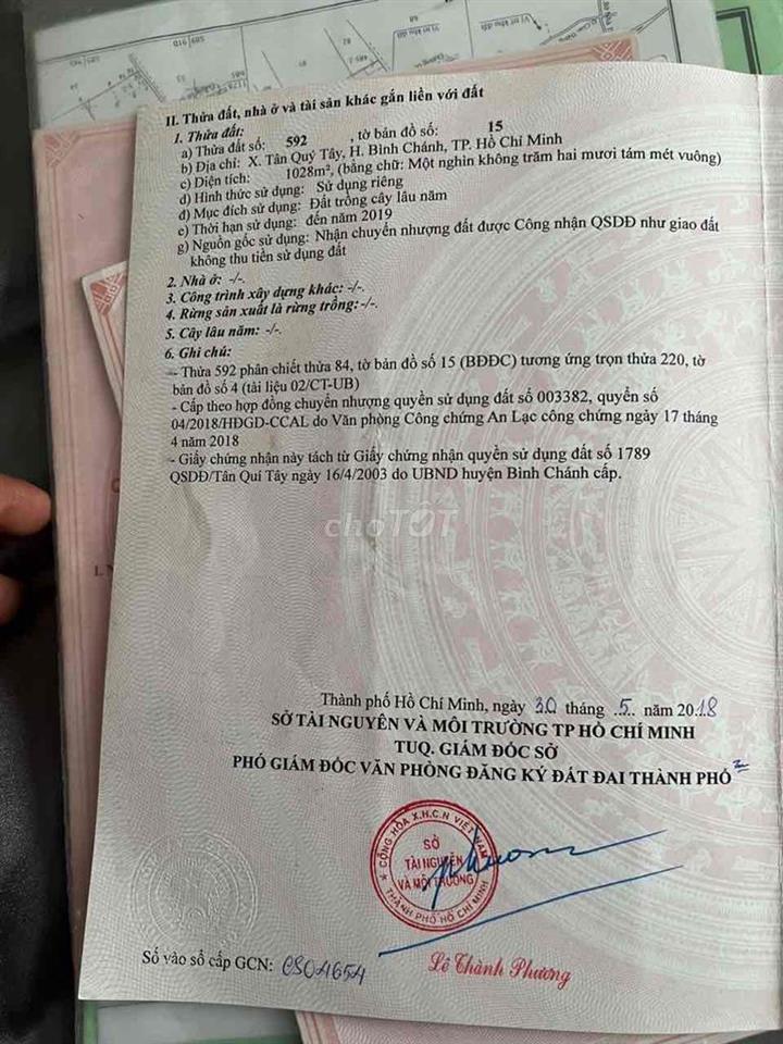 Bán đất thổ vườn Bình Chánh chính chủ