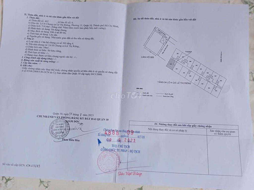 Bán căn hộ chung cư lê thi riêng 