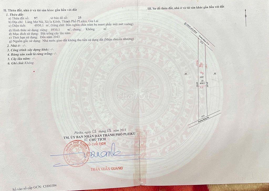 Đất vườn giá rẻ pleiku cạnh uỷ ban, trường học