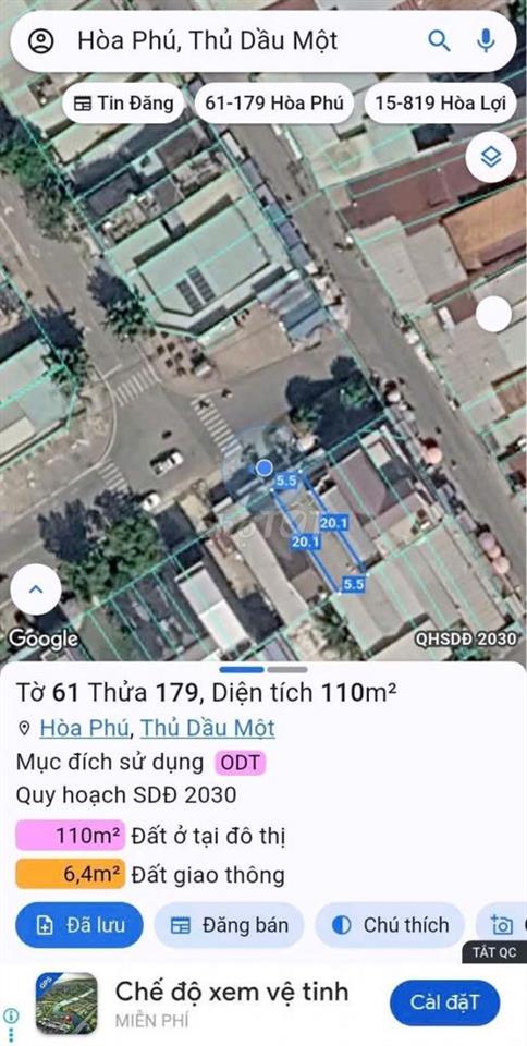 Bán đất tặng nhà cấp 4 tại Hòa Phú, Thủ Dầu Một, 110m2, giá 5,8 tỷ