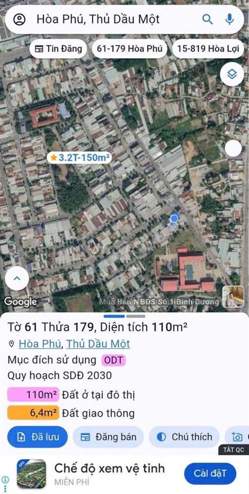 Bán đất tặng nhà cấp 4 tại Hòa Phú, Thủ Dầu Một, 110m2, giá 5,8 tỷ