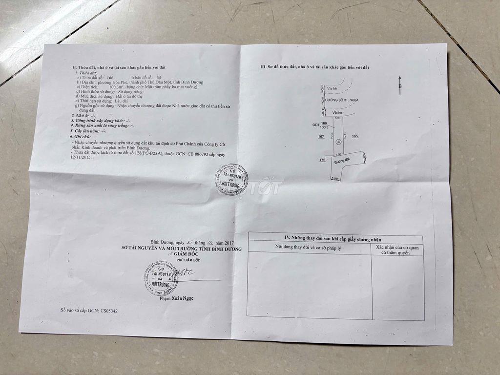 Bán Đất Phú Chánh B - Giáp 2 Mặt Tiền Đường, Đất Thổ Cư 100%