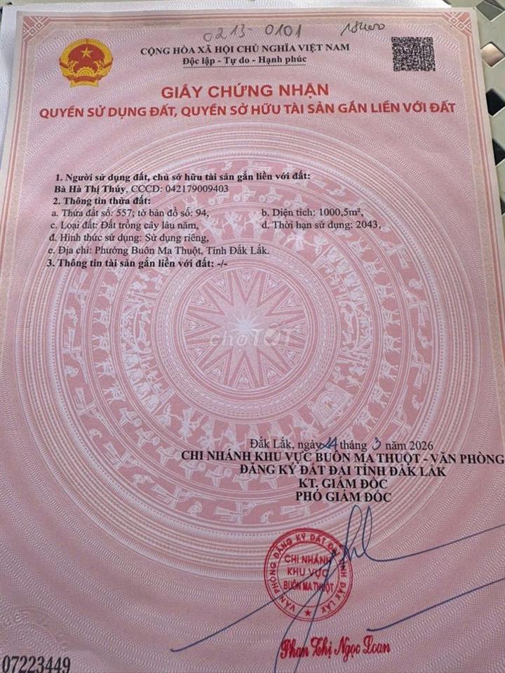 🌿EM CẦN BÁN LÔ ĐẤT 1.000,5m² – BUÔN MA THUỘT;CHÍNH CHỦ !