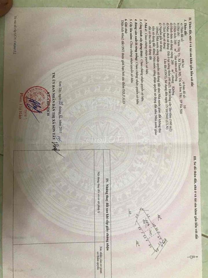Bán đất phường Tùng Thiện Sơn Tây 8tr/m2