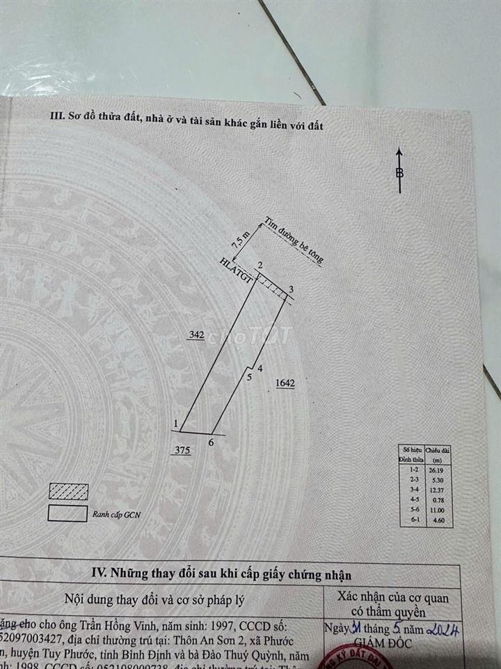 Cần bán đất chỉnh chủ đã có sổ đầy đủ