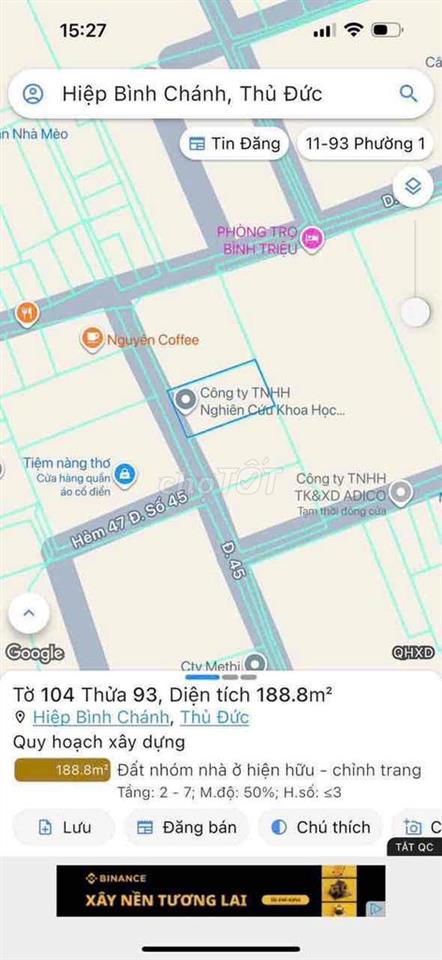 Bán nhà Mặt Tiền đường 45 chợ Bình Triệu