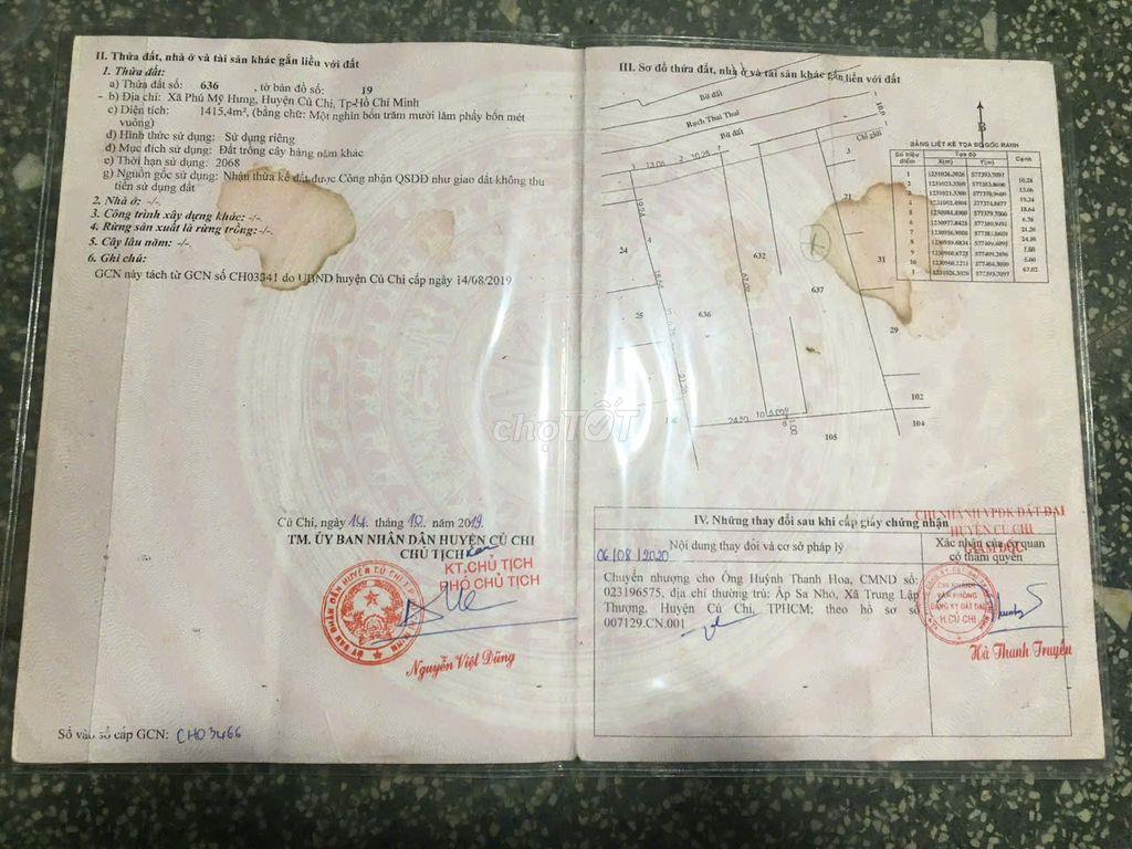 Bán lô đất Vườn ở Củ Chi