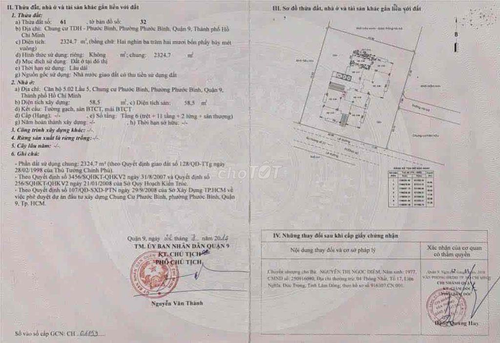 CHÍNH CHỦ BÁN] CĂN HỘ CHUNG CƯ TDH - PHƯỚC BÌNH, QUẬN 9 (TP. THỦ ĐỨC)