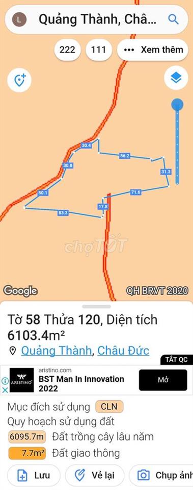 Bán hơn 2ha đất CLN Quảng Thành, Châu Đức mặt tiền đường nhựa 12 tỷ