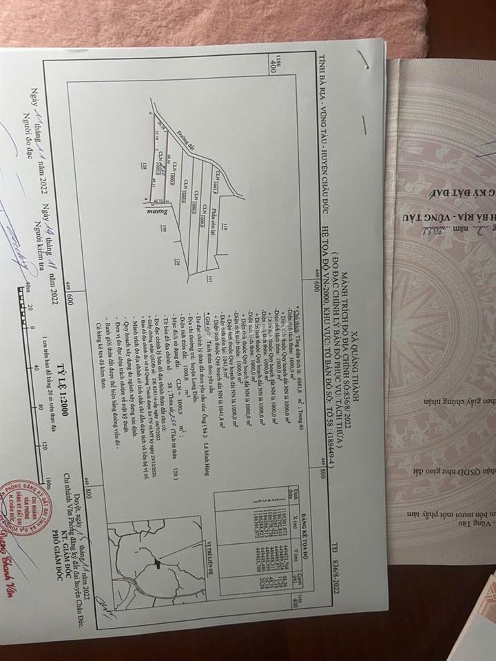 Bán hơn 2ha đất CLN Quảng Thành, Châu Đức mặt tiền đường nhựa 12 tỷ