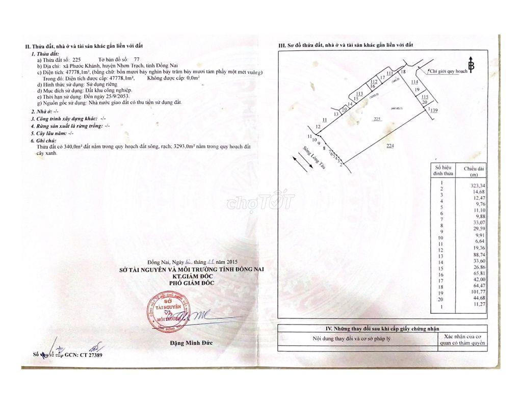 Bán đất KCN mặt tiền sông Lòng Tàu, Nhơn Trạch, Đồng Nai