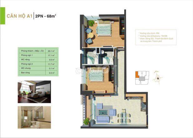 TRỐNG SẲN CĂN HỘ 2PN/2WC - 69M2, NGUYỄN GIA TRÍ (D2), BÌNH THẠNH