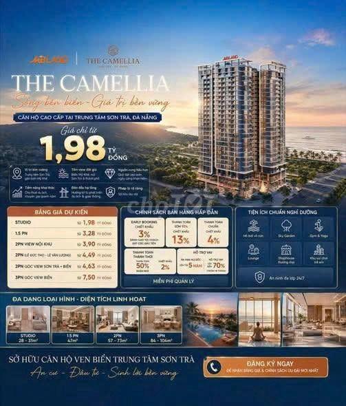 Căn Hộ Biển Sơn Trà Giá Từ 2 Tỷ . Sổ Hồng Lâu Dài. Hổ Trợ Vay 70%.