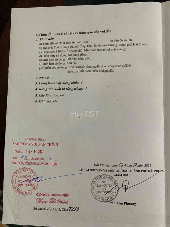 đất thổ cư chính chủ ***