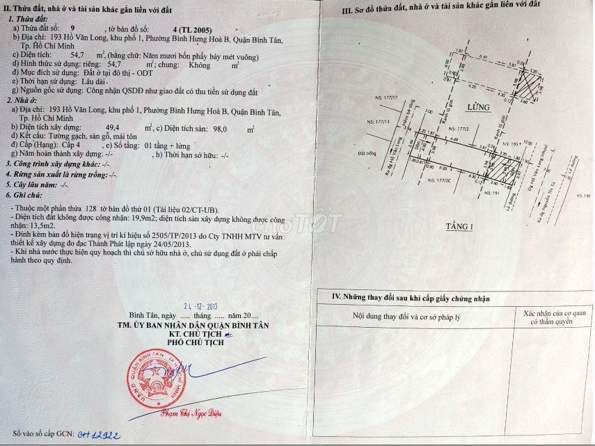 NHÀ MẶT TIỀN ĐƯỜNG HỒ VĂN LONG - 5,7 TỶ ĐỒNG