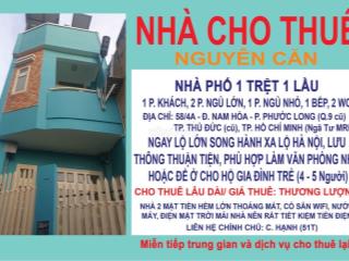 CHO THUÊ NHÀ NGUYÊN CĂN 1 TRỆT 1 LẦU