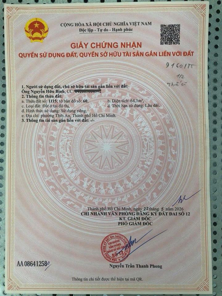 Bán lô góc đẹp đường thạnh xuân 52, phường thạnh xuân (nay là phường thới an)