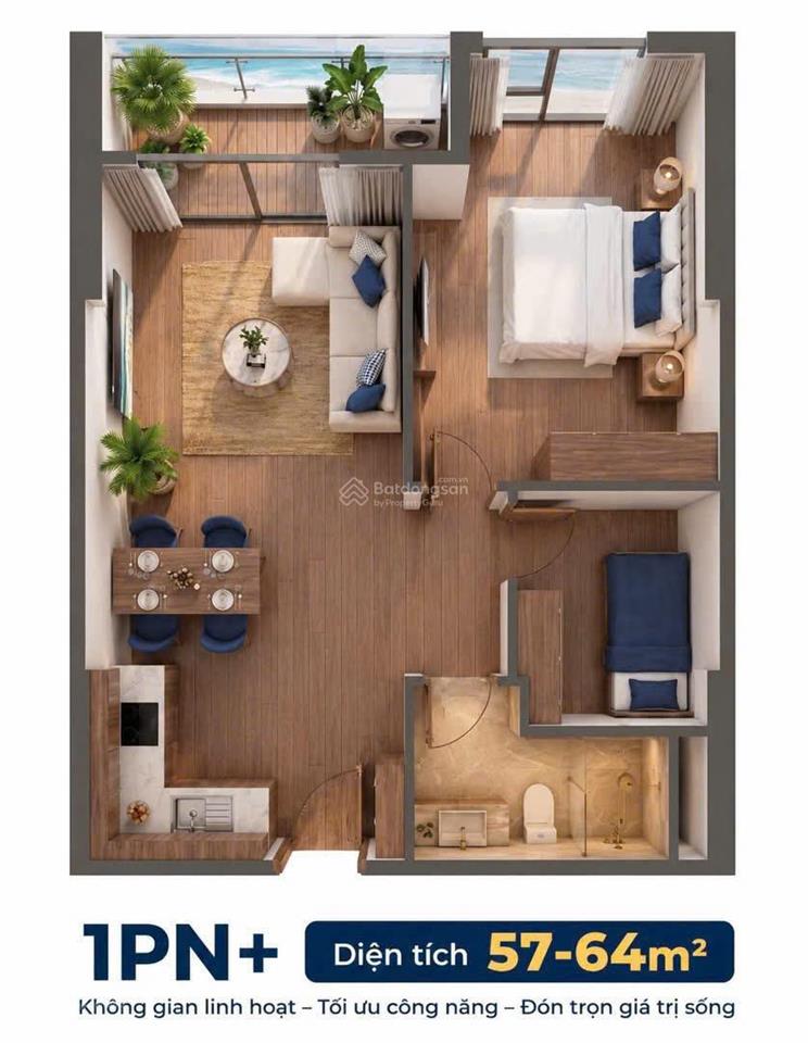 Nội bộ hiếm có căn 1pn+, tòa e1, tầng 24, diện tích 60m2, nội thất hoàn thiện cơ bản, giá 3,465 tỷ