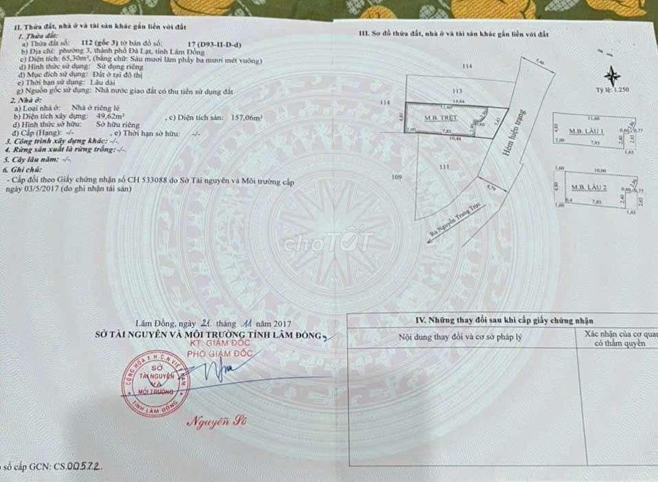 CẦN BÁN CĂN NHÀ ĐƯỜNG NGUYỄN TRUNG TRỰC (P XUÂN HƯƠNG) TP ĐÀ LẠT