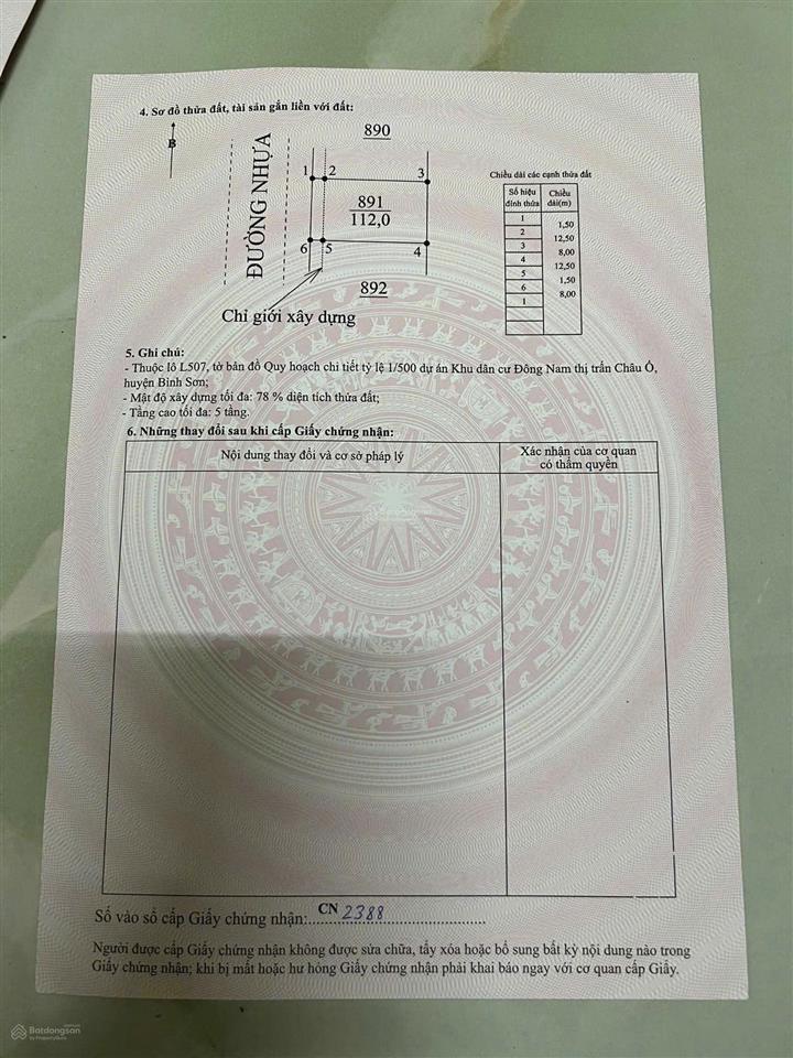 Bán đất khu dân cư đông nam thị trấn châu ổ  bình sơn quảng ngãi