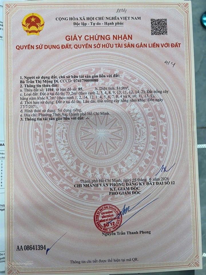 Đất mặt kênh giá hạt dẻ  tô ngọc vân, chợ minh phát  full thổ cư
