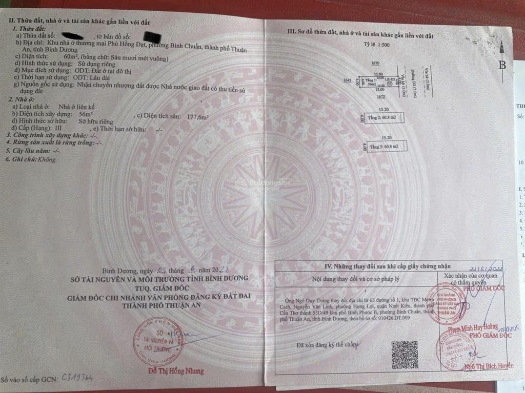 Nhà sổ hoàn công phường bình chuẩn  tp thuận an