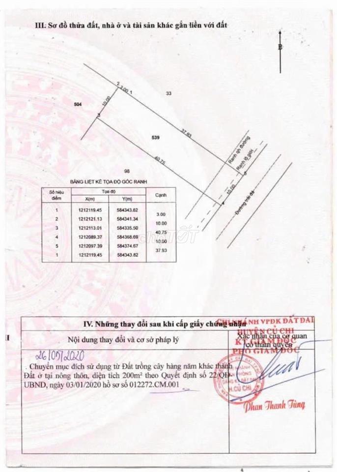 800 tr đất mặt tiền tại tân thông hội , củ chi