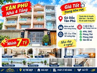 NHÀ GẦN AEON TÂN PHÚ - 82M2 - 4 TẦNG -4PN - 5WC - NHĨN 8 Tỷ TL
